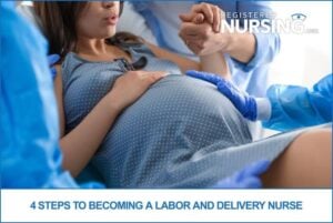 A nurse assists a pregnant mother in the delivery room of a hospital.
