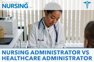 Seasoned nurse working at desk